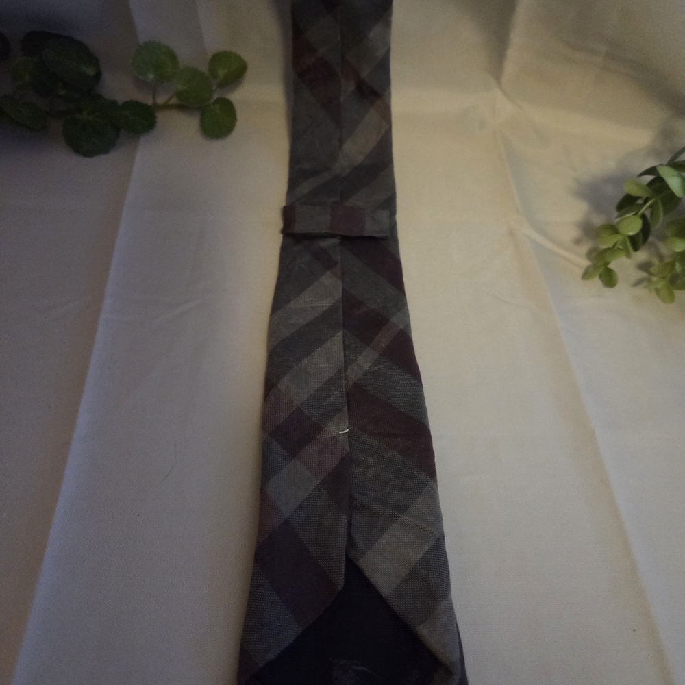 Burberry London Plaid Silk Linen Tie Made in England Designer Necktie Prom - Picture 7 of 11